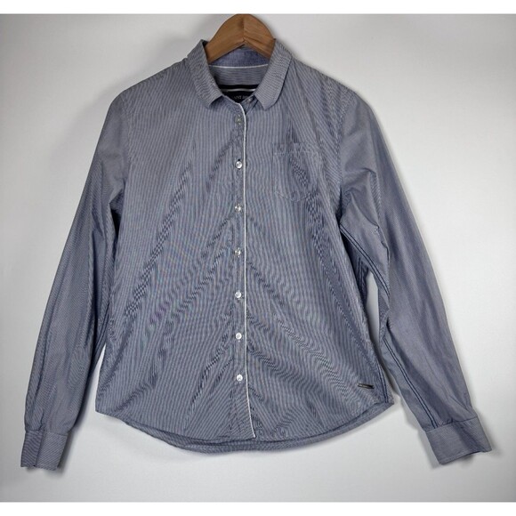 Saint James Tops - Saint James Button Down Shirt Womens Small Blue White Stripe Long Sleeve Coastal